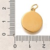 PVD Vacuum Plating 304 Stainless Steel Pave Shell Flat Round with Moon Pendants STAS-U035-37G-3