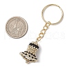 Glass Pearl Round Bead with Fishing Thread Nylon Wire and 304 Stainless Steel Eye Pins and 304 Stainless Steel Beads and Grade A Round Glass Seed Beads and Iron Split Key Rings Keychains KEYC-MZ00042-3