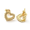 Hollow Heart Real 18K Gold Plated Brass Stud Earrings EJEW-L269-091G-2