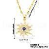 Brass Pave Clear & Blue Cubic Zirconia Sun Pendant Necklaces for Women RG3792-2-2