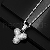Brass Micro Pave Clear Cubic Zirconia Chunky Initial Pendant Necklaces WG24EA8-25-1