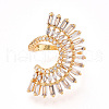 Brass Micro Pave Clear Cubic Zirconia Cuff Rings for Women KK-T074-05G-2