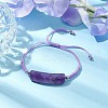 Curved Rectangle Natural Amethyst Adjustable Nylon Cord Braided Bead Bracelets for Women Men BJEW-JB10280-04-4