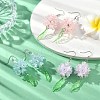 Flower & Leaf Acrylic Dangle Earrings EJEW-JE06178-2