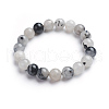 Natural Tourmalinated Quartz/Black Rutilated Quartz Stretch Bracelets BJEW-E373-10mm-07-1