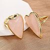 Heart Natural Rose Quartz Finger Rings RJEW-M076-03G-09-4