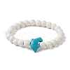 Natural Howlite & Synthetic Turquoise Dolphin Beaded Stretch Bracelets BJEW-JB09826-02-1