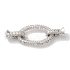 Oval Rack Plating Brass Micro Pave Clear Cubic Zirconia Fold Over Clasps KK-A225-14P-1
