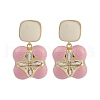 Flower Brass Enamel Stud Earrings for Women EJEW-Q391-19G-2