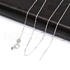 925 Sterling Silver Cable Chain Adjustable Slider Necklaces for Women NJEW-U030-01S-01-3