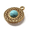 304 Stainless Steel Pave Synthetic Turquoise Pendants STAS-M057-02G-03-2