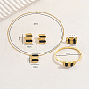 Rectangle Stainless Steel & Plastic Bracelets & Earrings & Necklaces & Rings Sets for Women GF9745-1-3