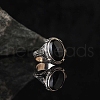 Oval Natural Dyed & Heated Black Agate Finger Rings PW-WG03CB0-02-2