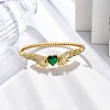 Rack Plating Brass Micro Pave Cubic Zirconia Hinged Bangles BJEW-H624-03G-2