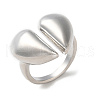 Rack Plating Heart Brass Open Cuff Ring for Women RJEW-A037-01P-1