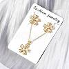 Flower Brass Micro Pave Cubic Zirconia Stud Earrings & Pendant Necklaces Sets SJEW-Z002-02G-1