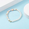 Heart & Polymer Clay Heishi Beads Stretch Bracelets Set BJEW-TA00044-14