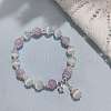 Star Alloy Cat Eye & Natural Amethyst Round Beaded Charm Bracelets WG18D49-02-1
