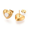 Heart 304 Stainless Steel Enamel Stud Earrings EJEW-T047-28G-A-2