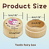 Round Beech Wooden 3D Engraved My First Tooth Fairy Box CON-WH0120-001-2