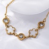 Cubic Zirconia & Resin Flower Link Bracelet BJEW-D025-05G-02-3