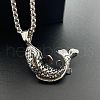 Stylish Stainless Steel Fish Pendant Necklace for Men's Hip-hop Fish Jewelry ZT2227-1