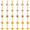 30Pcs 5 Styles Golden Tone Alloy Enamel Pendant Decoration HJEW-GO00110-1