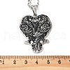 304 Stainless Steel Black Enamel Double Raven Pendant Necklaces NJEW-H065-09P-3