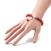 Natural Carnelian(Dyed & Heated) & Pearl Stretch Bracelet BJEW-JB09224-02-3