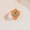 Elegant Geometric Hollow Brass Pave Cubic Zirconia Adjustable Finger Rings for Women UK7533-2-1