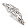 Brass Micro Pave Clear Cubic Zirconia Double Leaves Connector Charms KK-L229-057P-2