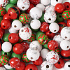 Craftdady 9 Styles Painted Christmas Natural Wood Beads WOOD-CD0001-35-3