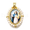 Rack Plating Brass Enamel Pendants KK-C056-07G-M-2