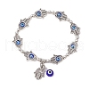 Alloy Hamsa Hand with Evil Eye Link Charm Bracelets for Women Men BJEW-JB11468-2