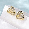 Triangle Brass Micro Pave Clear Cubic Zirconia Stud Earrings EJEW-F373-01G-4