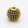CZ Brass Micro Pave Grade AAA Black Color Cubic Zirconia Round Beads KK-O065-6mm-01G-NR-1