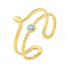 304 Stainless Steel Cubic Zirconia Open Cuff Ring RJEW-S406-02G-03-1