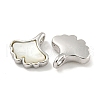 Natural Shell & Brass Gingko Leaf Charms KK-P275-06P-2