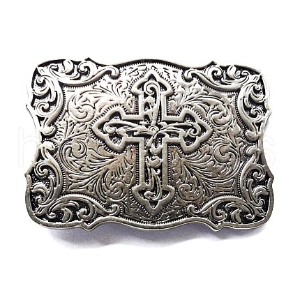 Alloy Rectangle with Cross Belt Buckles RELI-PW0001-115-1