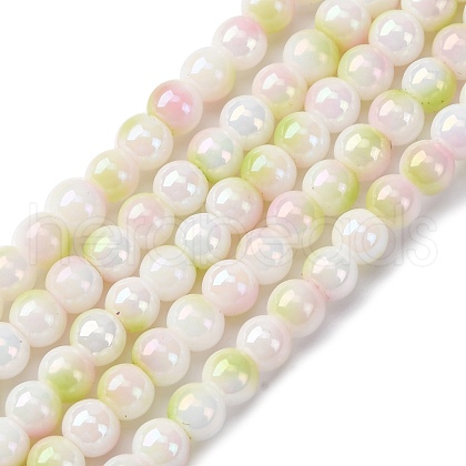 Pearlized Handmade Lampwork Beads Strands LAMP-R020-04D-1