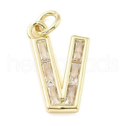 Brass Micro Pave Cubic Zirconia Pendants KK-V014-01G-22-1