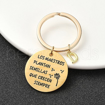 201 Stainless Steel & Brass Letter Keychain KEYC-YW00095-04-1