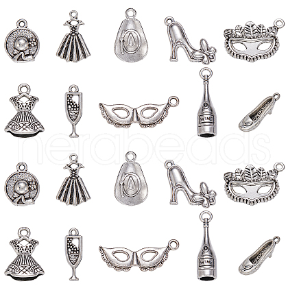100Pcs 10 Styles Tibetan Style Alloy Pendants TIBEP-CJ0001-78-1