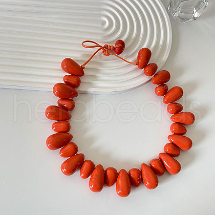 Resin Teardrop Beaded Necklaces for Women FS-WG19753-02-1