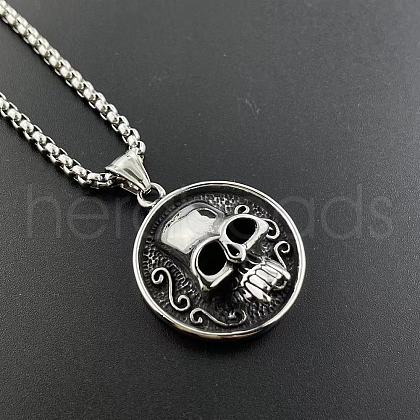 Punk Style Stainless Steel Skull Pendant Necklaces for Men and Women LZ4897-1