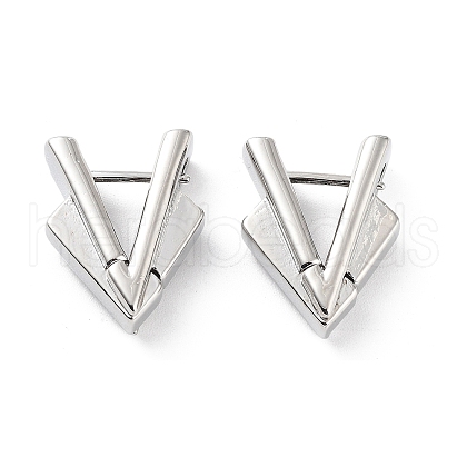 Triangle Rack Plating Brass Hoop Earrings for Women KK-Z038-19P-1