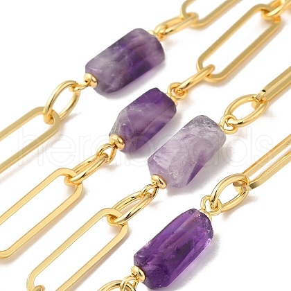 Natural Amethyst Faceted Irregular Column Beaded Chains CHC-H105-02G-04-1