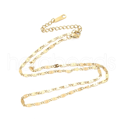 304 Stainless Steel Dapped Chain Necklace for Women NJEW-A008-06G-1