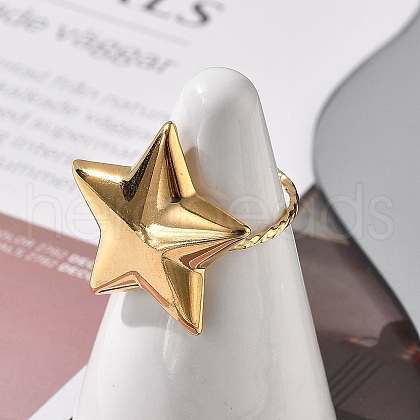 304 Stainless Steel Open Cuff Ring for Women X-RJEW-M049-05G-04-1