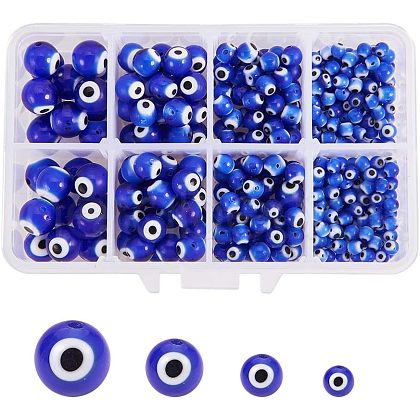 Handmade Evil Eye Lampwork Round Beads LAMP-NB0001-01-1
